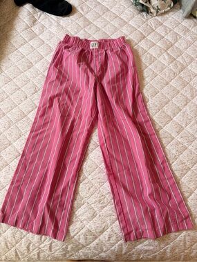 GAP Girls Pink and White Striped Pajama Pants
